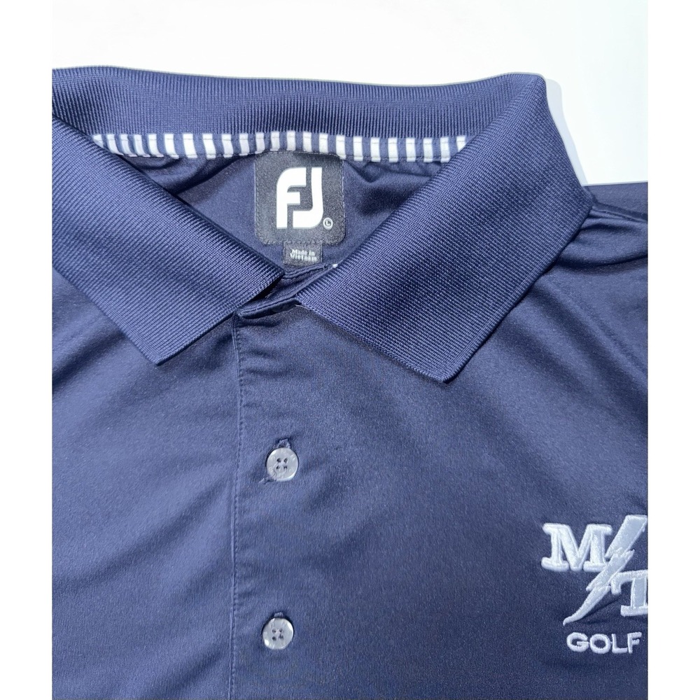 Footjoy Polo Men's M Athletic Fit FJ Golf Solid Navy Collar Drirelease - Picture 3 of 10